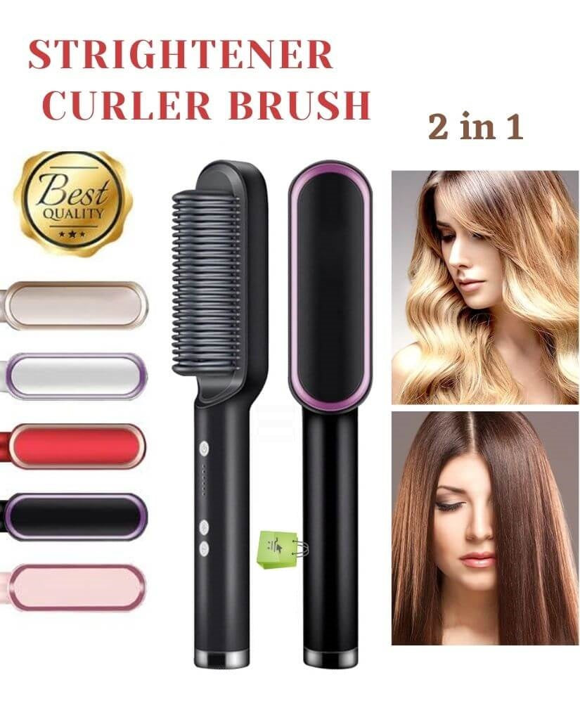 Zaavira™ Hair Straightener Brush Curling Comb 2 In 1