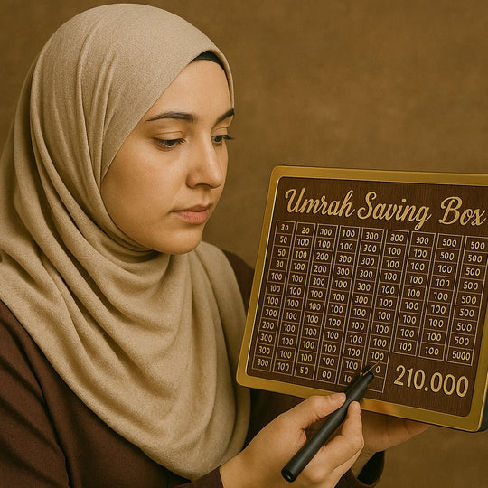 Zaavira™Umrah Saving Box Wooden Islamic Money Saving Box