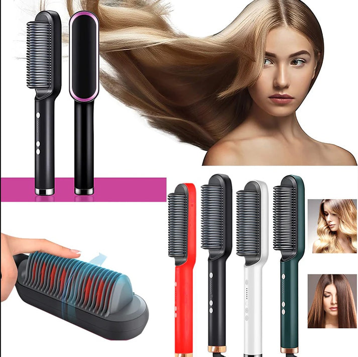 Zaavira™ Hair Straightener Brush Curling Comb 2 In 1